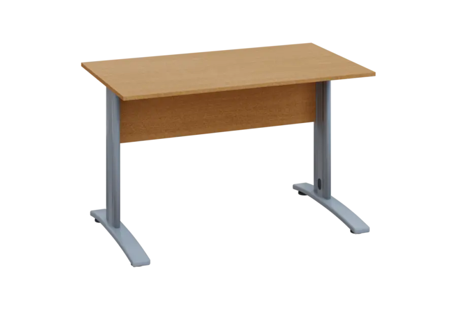 EPK 17 - 12 stůl kancelářský, kovová podnož stříbrná, deska 18 mm, široký 1200 mm, buk Royal